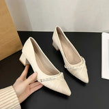 Breakj Light Mouth Apricot High Heels Women 2025 New Spring And Autumn Korean Version Of The Commuting Pointy Thick Heel Single