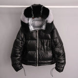 Jacket Women White Duck Down Jacket Big Aritificial Fur Outwear Waterproof Loose Coat Thick Warm Down