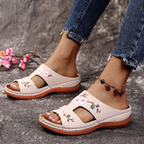 Breakj Large-Size One-Size-In-One Slippers Women's Summer Roman Shoes Heel Thick-Soled Sandals Embroidered Women's Cool