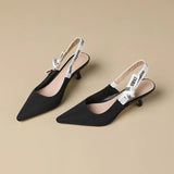 Breakj Wind Tip Temperament Black High Heels 2025 New Back Empty Fine Heel Fashion Single Shoes Light-Mouth Professional Women's