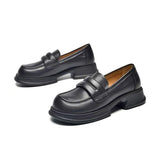 Platforms Women Pumps Spring Summer Working Casual Thick Heels Genuine Leather Loafers Shoes Woman Vintage