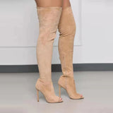 Breakj New Lady Over Knee Boots Side Zipper Fish Mouth High Fine And Large Size Over Knee Elastic