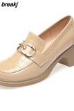 Leather Designer Shoes for Women 2023 Trend Pumps Luxury Platform Loafers Elegant Medium Heel Women's Shoes Large