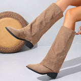 Breakj New Autumn And Winter Sharp Western Cowboy Knight High Boots Women Retro Embroidered Long Boots Trouser
