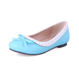 Size 34~51 Ballet Flats Women Autumn Spring 2023 Mixed Colours Patchwork Casual Loafers Bow PU Leather Slip on Basic
