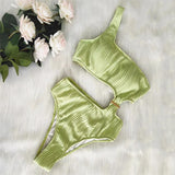 2025 New Solid-Color One-Shoulder Swimsuit Sexy Lady