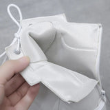 Autumn Winter Chunky Motorcycle Boots Women Punk Style Thick Bottom White Ankle Boots PU Leather Platform Booties