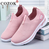 Women Leisure Sneakers Outdoor Mesh Soft Bottom Sport Shoes Vintage Solid Slip on Breathable Shoes Sneakers Women Zapatos