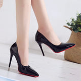 2021 Women High Heels Sexy Point Light Mouth High-heeled Shoes Sexy Red Bottom Single Shoes Women's Basic Work