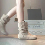 Breakj Of Retro-Sensitive Small Martin Boots Flat-Bottomed Short Boots Round Head Design 2025 New Denim Western Boots