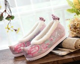 Breakj Shoes Hanfu Shoes Ancient Style Female Embroidered Cloth Shoes Inside The Raised Head Ancient Costume Shoes Cloth Shoes