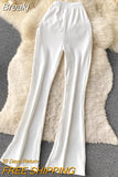 Casual Women Long Pants 2023 Ins Fashion Summer Flare Pants High Elastic Waist Slim Stretch Full Length Female
