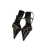 Breakj French Silver High-Heeled Shoes Bag Head Sandals Fairy Shoes 2025 New Spring And Summer Temperament Pointy Single
