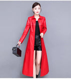 New Women Sheepskin Genuine Leather Long Jacket Thicken Coat Single Breasted Leather Trench Coat Outerwear