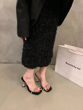 Breakj High-Level Transparent With A Word Slippers Women's Shoes Wearing 2025 Summer Water Drill Cool Drag High Heel