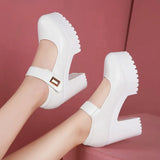 Model Training Special High-Heeled Women Large-Size Thick-Heeled High-Heel Velcro Cheongsam Catwalk Show Single-Shoe