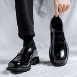 Breakj Wind Small Leather Shoes Male Design Sense Small Spring And Autumn Flat Shoes Black Lazy Foot Pedal