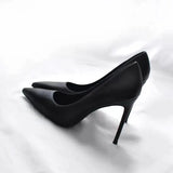 Breakj High-Heeled Women Black 2025 New Pointed Fine Heel Leather Shoes Etiquette Flight Attendant Work