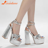 Women's Sandals 2023 Summer New Fashion Butterfly-knot Elegant Lady Single Shoes Thick Heels Ankle Buckle