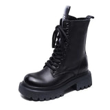 Breakj Leather Martin Boots High-Rise Kraft Mid-Sleeve Long Boots Autumn And Winter New Two Cotton Waterproof Table With Knight