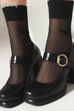 Heels Mary Jeans Pumps 2023 Summer Fashion Ankle Buckle round Toe Women Pumps Elegant Comfy Walking Pumps Plus Size