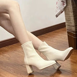 Breakj Version Of The College Wind High And Short Boots 2025 Autumn And Winter New White Thin Boots French Head Thick And Martin