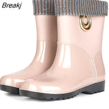 Boots Women Short Tube Rain Shoes Adult Water Boots Anti-skid Water Shoes Jelly Rubber Shoes Rain Boots