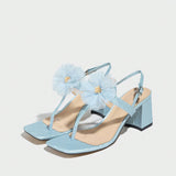 Breakj Square Head Lace Flowers With Slippers Women 2025 Summer New Thick And Cold