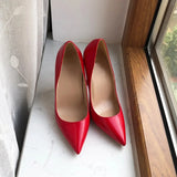 12cm 10cm 8cm High Heel Women Red Patent Pointy Toe Stiletto Pumps Elegant Wedding Shoes Size 33-45 Colors
