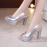 High-Heeled Sandals Summer 2023 Thick Heels Hollowed-Out Korean Version Muffin Waterproof Table Thick-Soled Fish Mouth Shoes Large Size Women's