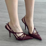 High Heel Sandals Female 2024 Summer New Fairy Wind A Word Buckle Fine Heel Fashion Casual Bun