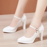 Leather Pointed Stilettos Model Catwalk High Heels Cheongsam Performance Shoes Comfortable Shallow Mouth Work Single Shoes Large