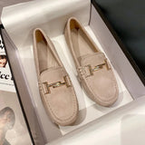 Metal Buckle genuine leather shoes woman work flats breathable cowhide mocasines mujer luxury oxford shoes for