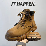 Breakj Men's Boots 2023 New Yellow Boobritish Vintage Outdoor Plush Martens
