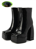 High Quality Winter Bare Boots Zipper Square Toe Chunky Heel Fashion Boots Size 43 Winter Boots Women Platform Boots