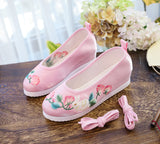 Breakj Shoes Round Head Spring And Autumn Ancient Style Students Embroidered Cloth Shoes Ancient Costume Stage Play Dance Shoes Women's Shoes Single