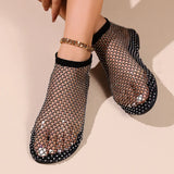 2023 New Style Round Head Low With Hollow Out Web Celebrity Diamond Short Summer Sexy Large Size Women's