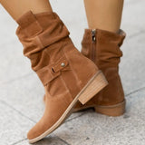 Breakj And Winter Ladies Large-Size Short-Slee Way Round Head Metal Buckle Side Zipper Low Side And Fashion