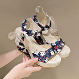 Breakj Hee Women's Sandals Fruit Pattern High Heel Sandals Women 2025 Spring And Summer New Word Fish Mouth Bow Women's