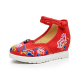 Breakj Not Include Shoe Box Single Shoes Full Size Inside Raised 5 Cm High Heels Embroidered Cloth Shoes Spring And Summer Women's