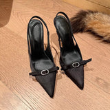 High Heels Female Thin Heel 2024 New Autumn Bow Bun Sandals Tip French Shallow Single Shoes