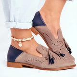 Brogue Flats Autumn New Woman Fashion Tassel Round Toe Shoes Fringe PU Leather Loafers Ladies Footwear Plus Size