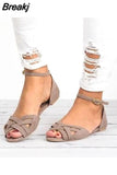 New Shoes Woman Open toe One-Strap Belt Wraps Cross-Knit Flat Women's Sandals Plus