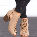Breakj 2023 Summer New Coarse Heel High Heel Roman Fish Mouth Hollow Size Size 43 Buckle