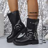 Breakj Thick-Bottomed And Short-Cryslaughter Rider Boots Women 2025 New British Style Belt Buckle Western Cowboy Short