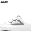 summer New Mesh Half Slippers Men's Trend Cool Baotou Hollow Breathable Light Casual White Shoes Men
