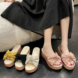 Breakj Slope And Slippers Women 2025 Spring And Summer New Thick-Bottomed Bow One-Word Fashion Cold