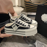 Breakj New Korean Version Of Leisure Embroidery Flowers In The Height Of The Slope And Cool Slippers Breathable Mesh Yarn Half Towing Singles
