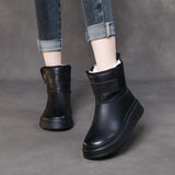 Breakj Integrated Head Layer Of Cowhide Warm Snow Boots Women Winter New Plus Velvet Thick Cotton Shoes Wool Leather
