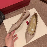 Breakj New Spring And Summer Rivet Flat Shoes Shallow Patent Leather Willow Soft Soles Shoes Flat Shoes Women Sharp Single